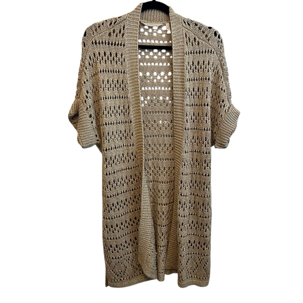 Soft Surroundings Gold Open Knit Long Sweater Size Small